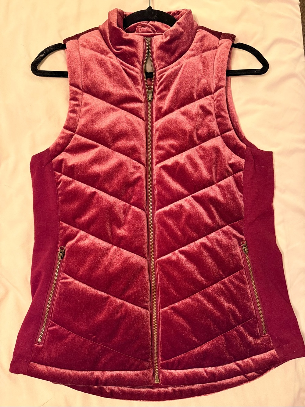 Maurice’s Velvet Quilted Sleeveless Puffer Vest - Deep Rose